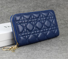 Dior Sheepskin Leather Long Leather Wallet 1098 Blue