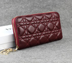 Dior Sheepskin Leather Long Leather Wallet 1098 Burgundy