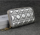 Dior Sheepskin Leather Long Leather Wallet 1098 Silver