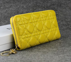 Dior Sheepskin Leather Long Leather Wallet 1098 Yellow