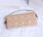 Dior Sheepskin Leather Long Leather Wallet with chain 1078 Apricot