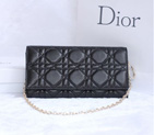 Dior Sheepskin Leather Long Leather Wallet with chain 1078 Black