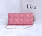 Dior Sheepskin Leather Long Leather Wallet with chain 1078 Pink