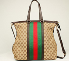 Gucci 309620 Rania Canvas Top Handle Bag Dark Brown