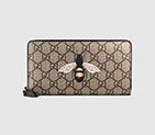 Gucci Bee print GG Supreme zip around wallet 451273 K5V1N 8666