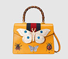 Gucci Leather top handle bag with moth 488691 0FF1T 7652