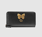 Gucci Leather zip around wallet with butterfly 499363 CAOGT 1081