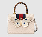 Gucci Ostrich top handle bag with moth 488691 EVKET 9680
