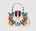 Gucci Sylvie embroidered leather top handle bag 431665 CVL6G 8406
