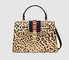 Gucci Sylvie leopard print top handle bag 431665 D4HCG 8020