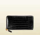 Gucci bamboo tassel crocodile zip around wallet