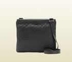 Gucci black guccissima leather messenger bag 201446 BNX1G 1000