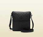 Gucci black guccissima leather messenger bag 223666 BNX1G 1000