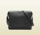 Gucci black leather messenger bag 322056 A7M0N 1000