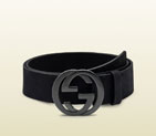 Gucci black suede belt with interlocking G buckle 223891 BGI0X 1000