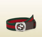Gucci canvas belt with cut out interlocking G buckle 387032 H1FIN 2061