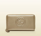 Gucci soho metallic leather zip around wallet
