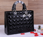 Lady Dior Bag Medium Bag D1667 Black Patent Leather Silver D1667