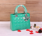 Lady Dior Bag Patent leather D1655 AppleGreen with Silver