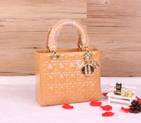 Lady Dior Bag Patent leather D1655 Apricot with Gold