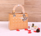 Lady Dior Bag Patent leather D1655 Apricot with Silver
