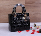 Lady Dior Bag Patent leather D1655 Black with Gold