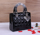 Lady Dior Bag Patent leather D1655 Black with Silver