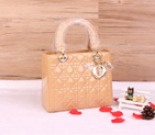 Lady Dior Bag Patent leather D1655 Champagne with Gold
