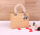 Lady Dior Bag Patent leather D1655 Champagne with Silver
