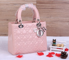 Lady Dior Bag Patent leather D1655 Cherry pink with Silver