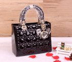 Lady Dior Bag Patent leather D1655 Crystal Dark Purple with Gold