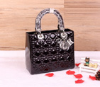 Lady Dior Bag Patent leather D1655 Crystal Dark Purple with Silver