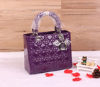 Lady Dior Bag Patent leather D1655 DarkPurple with Silver