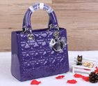 Lady Dior Bag Patent leather D1655 DarkPurple with Silver