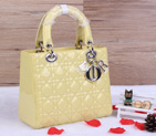 Lady Dior Bag Patent leather D1655 Lemon with Silver