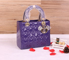 Lady Dior Bag Patent leather D1655 LightPurple with Gold