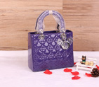 Lady Dior Bag Patent leather D1655 LightPurple with Silver