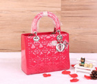 Lady Dior Bag Patent leather D1655 LightRose with Silver