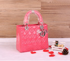 Lady Dior Bag Patent leather D1655 Peach with Silver