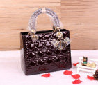 Lady Dior Bag Patent leather D1655 Pearly Claret with Gold