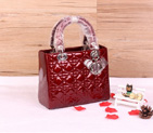 Lady Dior Bag Patent leather D1655 Pearly Red with Silver