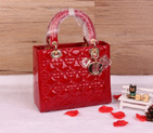 Lady Dior Bag Patent leather D1655 Red with Gold