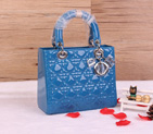 Lady Dior Bag Patent leather D1655 SkyBlue with Silver