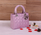 Lady Dior Bag Patent leather D1655 Taro Purple with Silver