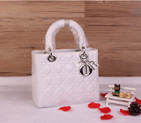 Lady Dior Bag Patent leather D1655 White with Silver