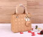 Lady Dior Bag Sheepskin Bag D1655 Apricot with Gold