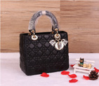 Lady Dior Bag Sheepskin Bag D1655 Black with Gold
