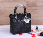 Lady Dior Bag Sheepskin Bag D1655 Black with Silver