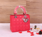 Lady Dior Bag Sheepskin Bag D1655 Carmine with Silver