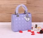 Lady Dior Bag Sheepskin Bag D1655 Dark Lavender with Silver